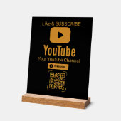 Gold YouTube Subscribe QR Code Black Acryl Bord (Hoek)