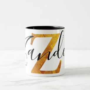 Gold 'Z'-monogram met persoonlijke naam Tweekleurige Koffiemok