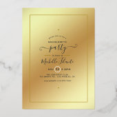 Gold Zebra Chic Bachelorette Folie Uitnodiging (Achterkant)