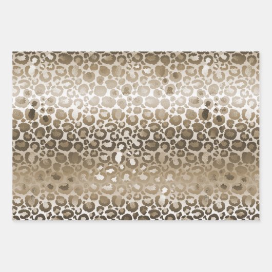 Gold Zebra en leopard Print Ombre Inpakpapier Vel (Voorkant 3)