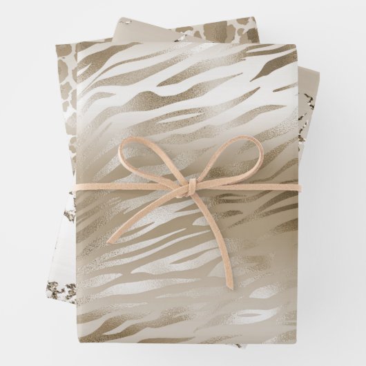 Gold Zebra en leopard Print Ombre Inpakpapier Vel (In situ)