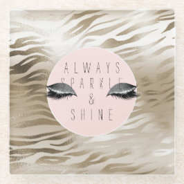 Gold Zebra print glitzy Silver Sparkle Eyes Glazen Onderzetter