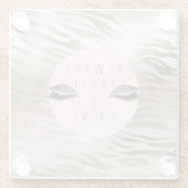 Gold Zebra print glitzy Silver Sparkle Eyes Glazen Onderzetter (Achterkant)