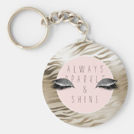 Gold Zebra print glitzy Silver Sparkle Eyes Sleutelhanger