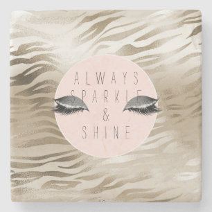 Gold Zebra print glitzy Silver Sparkle Eyes Stenen Onderzetter