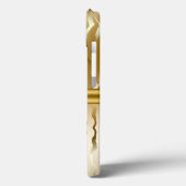 Gold Zebra Stripe avec Monogram iPhone 13 Coque (Verso / Gauche)