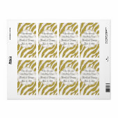 Gold Zebra Stripes Vin Mariage Avery Étiquette (Feuille entière)