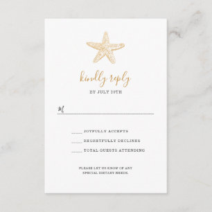 Gold Zee Shell bruiloft rsvp voor buffet Kaartje