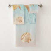 Gold Zee Turtle Tropical Leaves Coastal Bad Handdoek (Insitu)