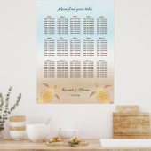 Gold Zee Turtles Beach Wedding Seding Chart Poster (Keuken)