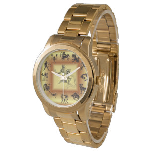 Gold Zodiac ~ Astrologische signalen ~ Aquarius ~ Horloge