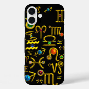 GOLD ZODIAC BIRTHDAY JEWELS, GEMSTONES, ASTROLOGIE iPhone 16 PLUS HOESJE