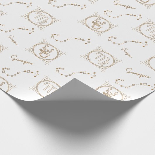 Gold Zodiac Pattern: Schorpioen Cadeaupapier (Hoek)