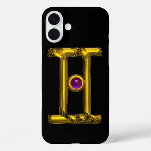 GOLD ZODIAC SIGN GEMINI Paarse Alexandriet Case-Mate iPhone Case (Achterkant)