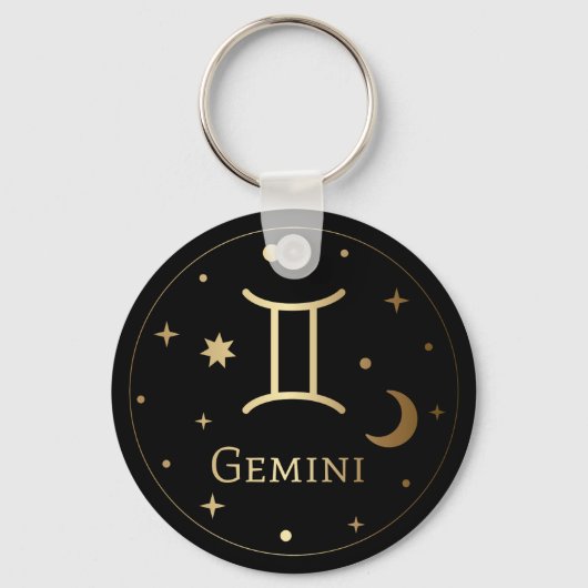 Gold Zodiac Sign/Gemini Sleutelhanger (Voorkant)