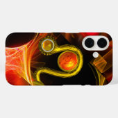 GOLD ZODIAC SIGN LEO Red Yellow Fractal Swirls Case-Mate iPhone Case (Achterkant (horizontaal))