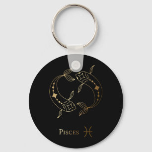 Gold Zodiac Sign/Pisces Sleutelhanger