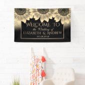 Gold, zonnebloemen, Glitter Wedding Banner (Insitu)