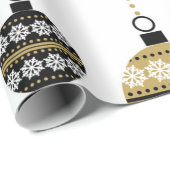 Gold/zwart/wit kerstpatroon cadeaupapier (Rol Hoek)