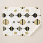 Gold/zwart/wit kerstpatroon sherpa deken (Voorkant (horizontaal))
