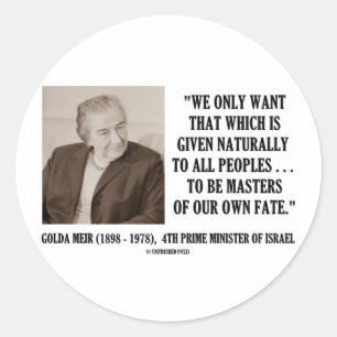 Golda Meir om zelf de baas te worden over onze eig Ronde Sticker