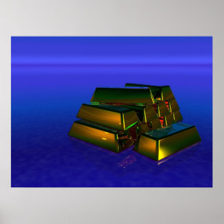 Goldbars op Paarse achtergrond Poster