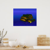Goldbars op Paarse achtergrond Poster (Keuken)