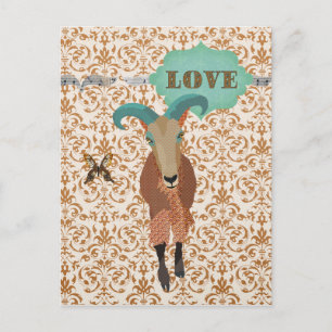 Golddust Aoudad & Butterfly Damask Carte postale L