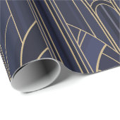 Golden20s Art Deco - Midnight Blue Cadeaupapier (Rol Hoek)