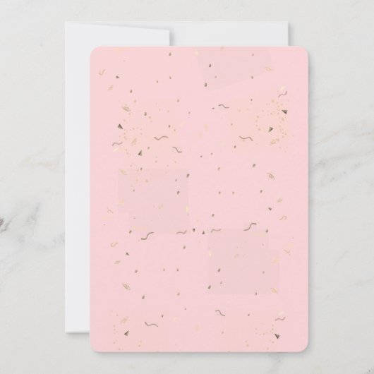 Golden 14th Birthday Golden Confetti op Blush Pink Kaart (Achterkant)