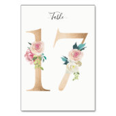 Golden 17 Bloemen Tafelnummer Kaart (Achterkant)