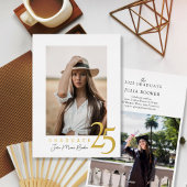 Golden 25 Afstuderen fotoaankondiging Folie Uitnodiging