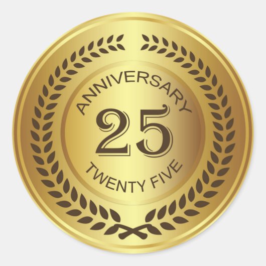 Golden 25th Anniversary with laurel wreath Sticker (Devant)