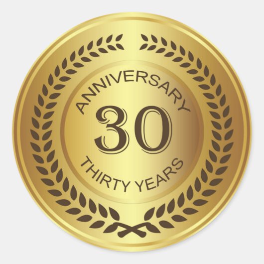 Golden 30th Anniversary with laurel wreath Sticker (Devant)