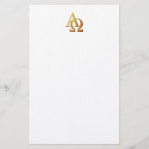 Golden "3-D" Alpha- en Omega-symbool Briefpapier