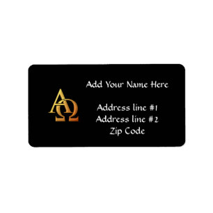 Golden "3-D" Alpha- en Omega-symbool Etiket