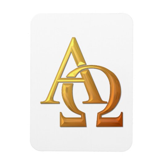 Golden "3-D" Alpha- en Omega-symbool Magneet (Verticaal)