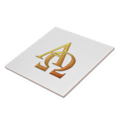 Golden "3-D" Alpha- en Omega-symbool Tegeltje (Zijkant)