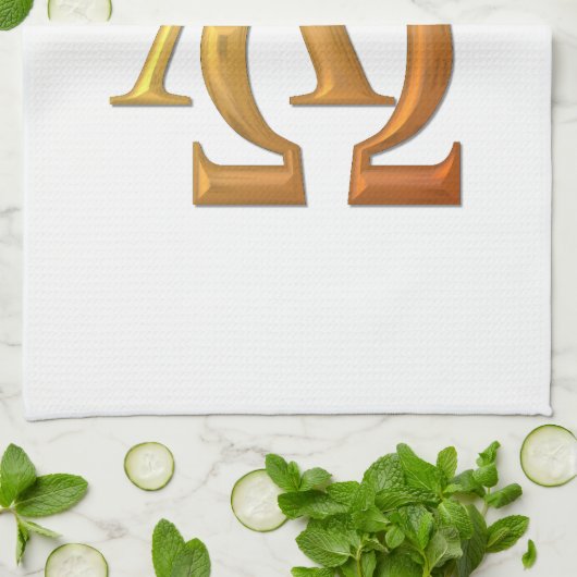 Golden "3-D" Alpha- en Omega-symbool Theedoek (Gevouwen)