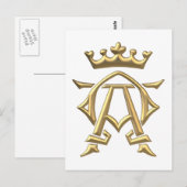 Golden "3-D" Alpha- en Omega w/Kroonsymbool Briefkaart (Voorkant / Achterkant)