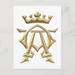 Golden "3-D" Alpha- en Omega w/Kroonsymbool Briefkaart
