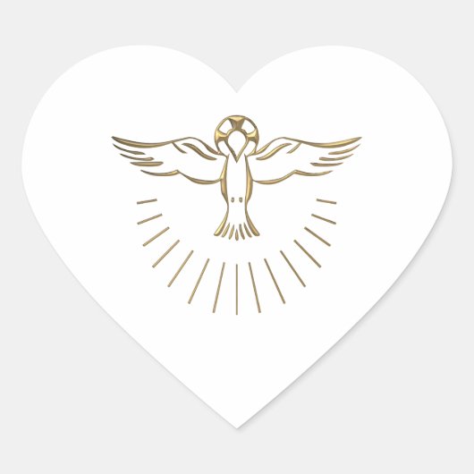 Golden "3-D" Ascent van de Heilige Geest Hart Sticker (Voorkant)