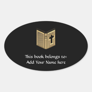 Golden "3-D" Bijbel / Prayerbook / Hymnal Ovale Sticker