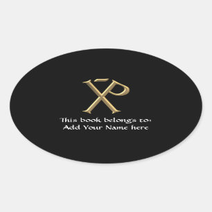Golden "3-D" Chi-Rho 3 Ovale Sticker