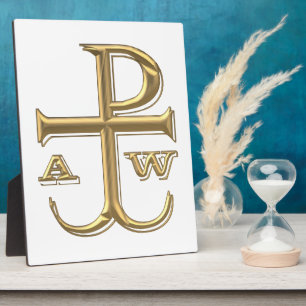 Golden "3-D" Chi-Rho met Anchor Fotoplaat