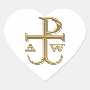 Golden "3-D" Chi-Rho met Anchor Hart Sticker