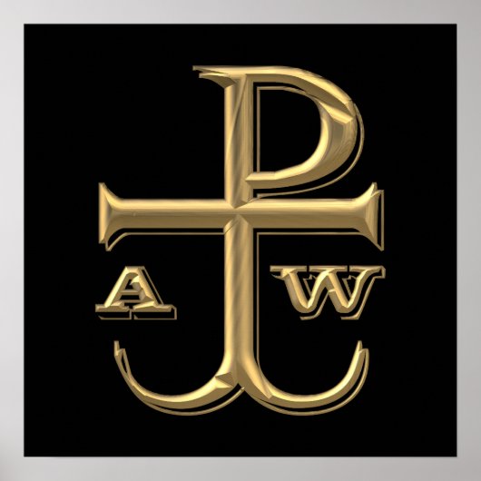 Golden "3-D" Chi-Rho met Anchor Poster (Voorkant)