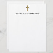 Golden "3-D" Cross 2 Briefhoofd Ontwerp (Voorkant / Achterkant)