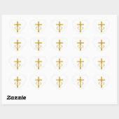 Golden 3-D Cross met Wedding Rings Hart Sticker (Vel)