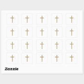 Golden "3-D" Cross Vierkante Sticker (Vel)